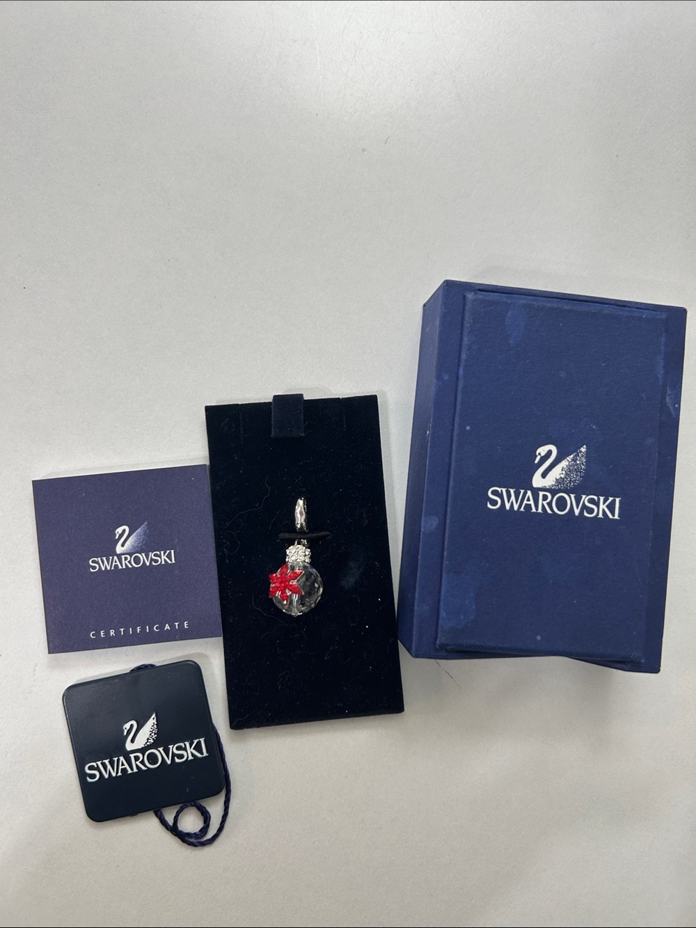 Swarovski Crystal Pendant Necklace with Red Accent
